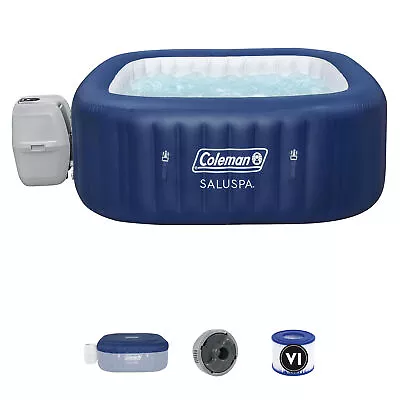 Coleman SaluSpa 4 Person Square Portable Inflatable Hot Tub Spa Blue(For Parts) • $311.28