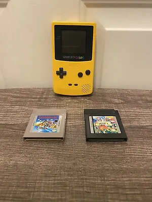 Nintendo Game Boy Color Yellow CGB-001 Handheld W/ Super Mario Land & Gallery 3 • $94.99