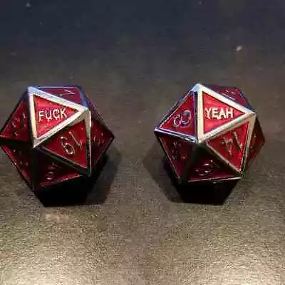 F&#k Yeah Red Metal 2d20 Dice Poly RPG DnD D&D Dungeons Dragons D20 AD&D • $22.99