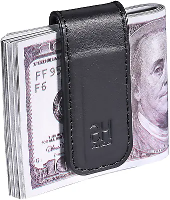 Slim Magnetic Money Clip Genuine Leather Business Card Holder For Men • $17.64