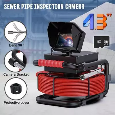 30M Sewer Camera 4.3  LCD Monitor HD Drain Pipe Inspection Camera 16GB DVR 22MM • $299.43