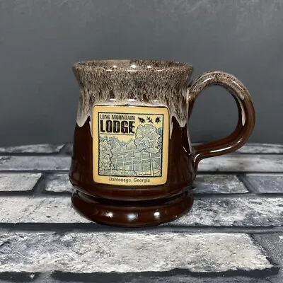 Deneen Pottery Footed Mug Long Mountain Lodge Georgia Chocolate Brown Drip Glaze • $16.99