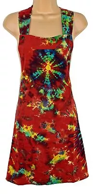 New Fair Trade Cotton Tie Dye Pinafore Dress 14 16 18 20 Hippy Boho Festival • £25.29