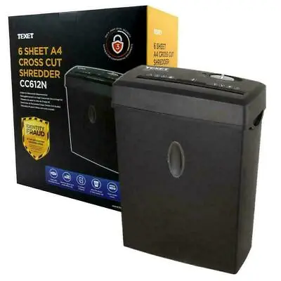 12L Texet 6 Sheet Cross Cut Electric Shredder A4 Paper Credit Card Document UK • £50.59