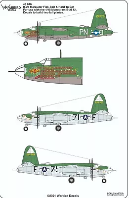 Warbird B-26B Marauder Decals 1/48 046 For Monogram Kit FLAK-BAIT HARD TO GET • $12.99