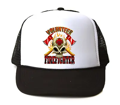 Trucker Hat Cap Foam Mesh Volunteer Firefighter Fireman Fire 911 Skull • $12.99