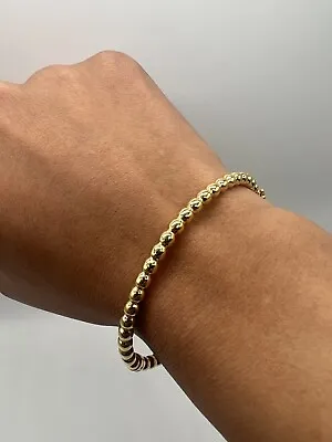 New 9ct Gold Ladies Bracelet / Bangle 4mm Wide With Beaded Design - 6.5” - 7.5” • £210
