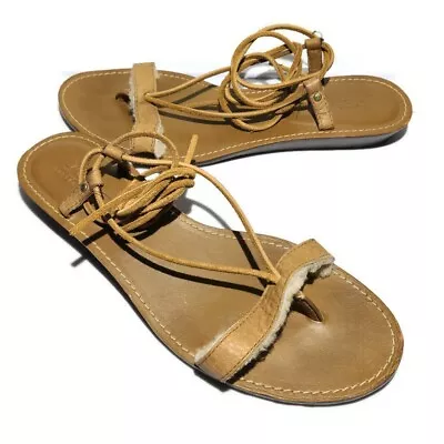 Ugg Gladiator Womens Ankle Lace Up Sandals Size 9 Fur Detail • $29.95