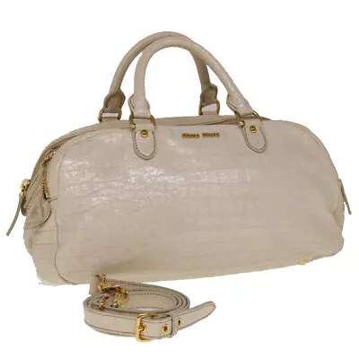 Miu Miu Hand Bag Patent Leather 2way White Auth Am5440 • $140