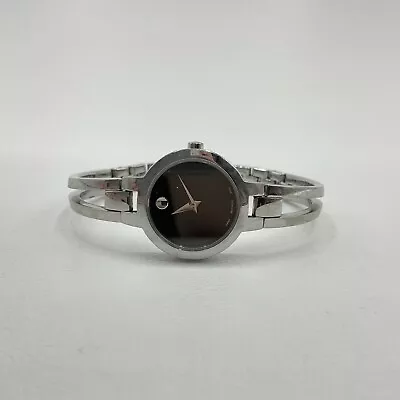 Movado Amorosa Womens Quartz Watch 24mm Stainless Steel Black Dial • $149.99