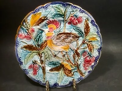 Antique Majolica Plate With Bird Of Paradise C.1890's-1900 • $149