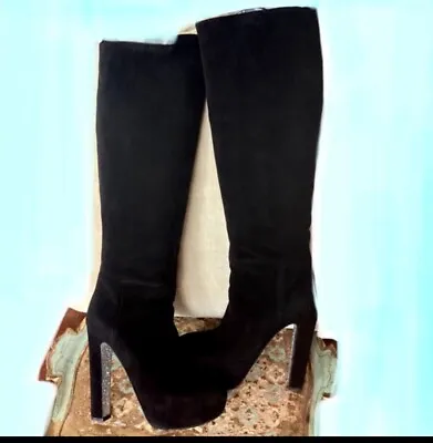 Miu Miu Prada Boots Knee High Black Suede Sz 7 • $500