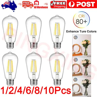 1-10Pcs Vintage LED Filament ST64 Edison LED Bulb Retro E27 Base Light Bulb • $13.44