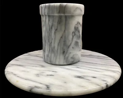 Marble Heavy Swivel Lazy Susan And Marble Utensil Crock Holder Gray/White • $39.99
