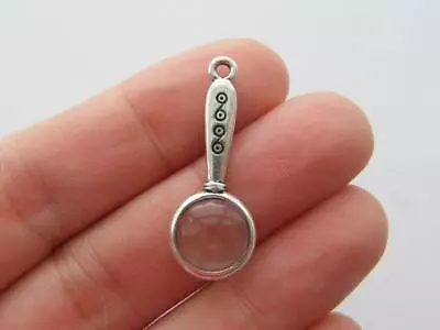 4 Magnifying Glass Charms Antique Silver Tone P400 • £2.30