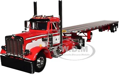Peterbilt 359 Day Cab & 48' Flatbed Trailer Red 1/64 By Dcp/first Gear 60-1682 • $104.95