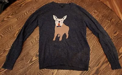 J Crew Cute French Bulldog Dog Wool Sweater Gray Small • $26