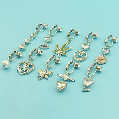 $0.99 • Buy Fake Belly Button Ring Fake Body Piercing Clip On Navel Cartilage Earring Clip
