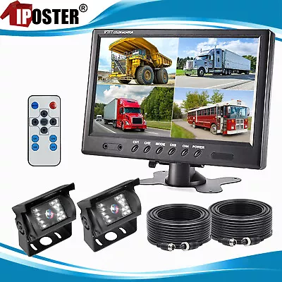 9  Quad Split Monitor 2x 4PIN CCD Color Rear View Reversing Camera Caravan Truck • $146.32