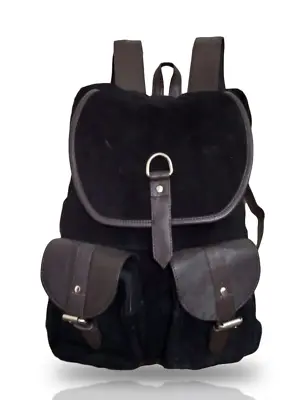 £34 • Buy Real Pure Leather Cowhide  Black Brown Backpack School Shoulder Bag Rucksack