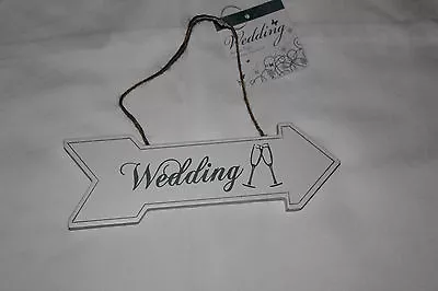 £5.09 • Buy Wood  Sign Wedding Arrow,hanging, White Wood Shabby Chic