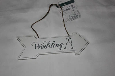 £5.09 • Buy Wood  Sign Wedding Arrow,hanging, White Wood Shabby Chic