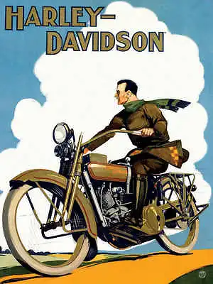 VINTAGE 1924 HARLEY DAVIDSON MOTORCYCLE AD POSTER PRINT 24x18 9MIL PAPER • $26.95