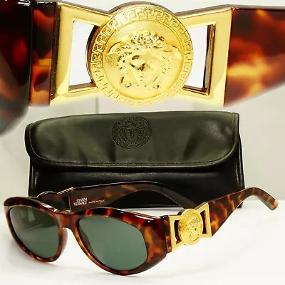 Gianni Versace Sunglasses 1996 Vintage Brown Gold Medusa 424 869 Biggie Smalls • $407.51