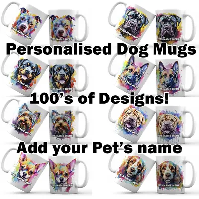 Personalised Dog Mug - All Breeds - Add Dogs Name - Birthday Gift - Canine Puppy • £6.99