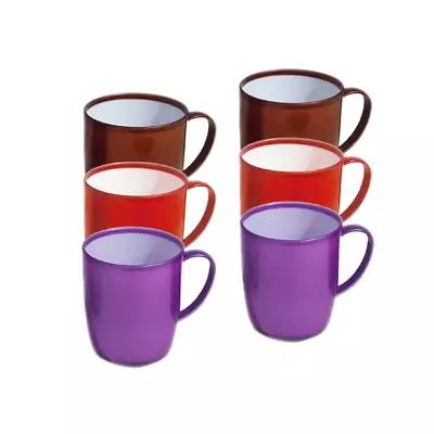 REUSABLE PLASTIC CUPS Hot & Cold Drinking Mugs Tea Coffee Pack Of 6 UK Product • £8.49