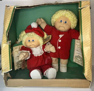 Vintage 1985 Cabbage Patch Kids Twins Toy Set Blond Hair Single Tooth *No Box* • $90