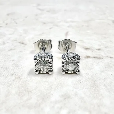 Vintage 14K Diamond Stud Earrings - 14K White Gold Diamond Earrings For Women • $337.50