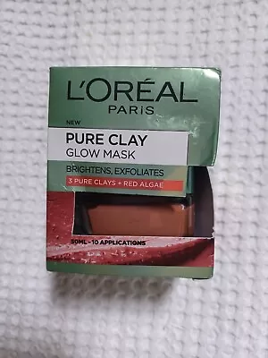 L`Oreal Paris Face Mask Pure Clay Glow 50 Ml -  Sealed - BOX DAMAGED • £3.20