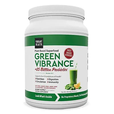 $104.80 • Buy Vibrant Health Green Vibrance 83 Serving Powder 934.58G 32.97 Oz. FREE SHIP