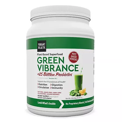 Vibrant Health Green Vibrance 83 Serving Powder 934.58G 32.97 Oz. FREE SHIP • $108.80