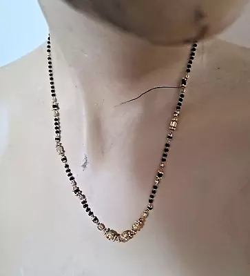 22K Gold & Black Onyx 18  Mangalsutra Indian Marriage Necklace 9.5 Grams • £558.57