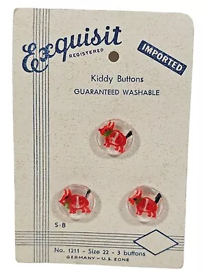 Vintage Glass Cute Dog Kiddy Buttons Germany US Zone On Original Card • $12.99