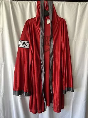 Everlast Boxing MMA  Red And Gray Hooded Long Sleeve Robe White Logo Size Large • $47.99