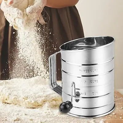 Flour Sifter Rotary Hand Crank Baking Equipment For Cakes Pies Cupcakes • £10.16