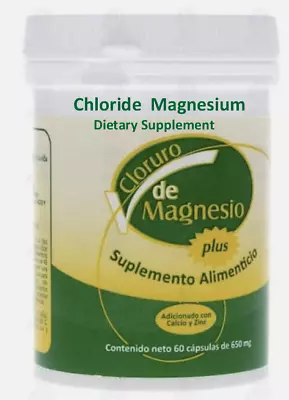 Cloruro De Magnesio Magnesium Chloride Capsules 60 Capsulas 650mg  • $18.13