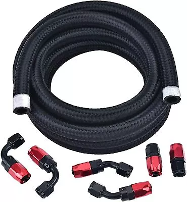 5/8  10AN Hose Nylon Stainless Steel Braided CPE Oil Fuel Line Fittings Kit 10FT • $37.99