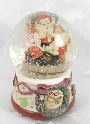Vtg Santa Claus Snow Globe Music Box  White Christmas  Glittery Snow 5.5  H • $17.99