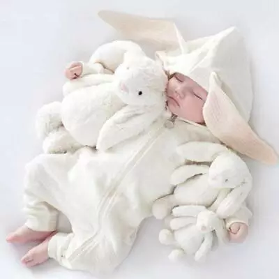 Baby Boys Girls Kids Bunny Hooded Romper Bodysuit Jumpsuit Easter Infant Outfits • $27.81