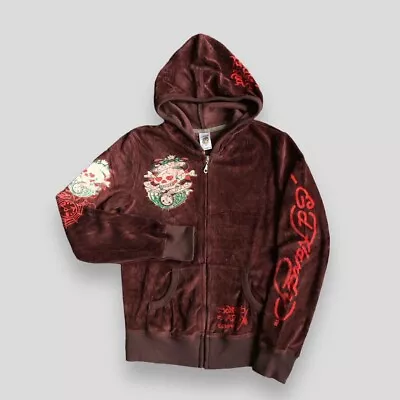 Ed Hardy Velour Hoodie Brown Women’s Small/Medium • £85