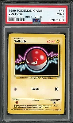 Pokemon PSA 9 Mint Base Set 1999-2000 4th Print Common Voltorb 67/102 (GP) • $39.99