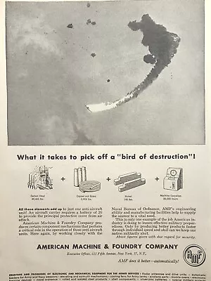 AMF Aircraft Carrier AA Battery Fighter Shot Down Vintage Print Ad 1953 • $16.77