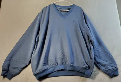 Lyle & Scott Sweatshirt Mens Large Blue Rayon Long Raglan Sleeve Pockets V Neck • $17.99