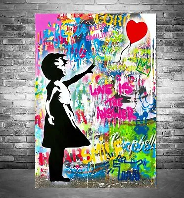 Banksy Love Is The Answer Abstract Graffiti Modern Canvas Wall Art Picture Print • £6.99