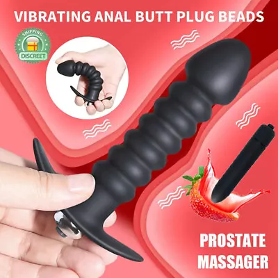 Vibrating Anal Beads Butt Plug Vibrator Prostate Massager For Men Adults Sex Toy • $13.95