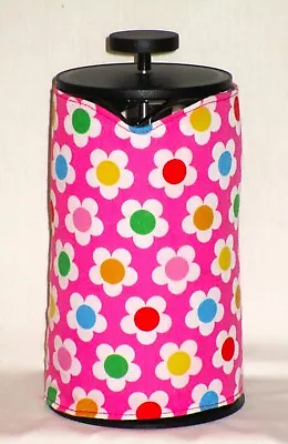 Cafetiere Cover Pink With Modern Floral Design Multicoloured - 8 Cup • £6.75